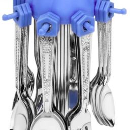 Blue Round Stand Cutlery Set with Storage Box/Spoon Set/Spoon Stand for Kitchen and Dining 24 Pieces Stainless Steel Cutlery Set Plastic, Stainless Steel Cutlery Set (Pack of 1) Plastic, Stainless Steel Cutlery Set (Pack of 25) Steel Cutlery Set-image-92