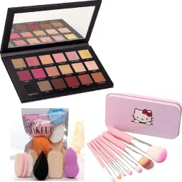 18 Multicolor Eye shadow with Makeup7 Pc Brush set & Family Pack blender-image-54