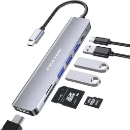 peatop 7 in 1 USB-C Hub with HDCP 2.2 Aluminum Type C Adapter with 4K HDMI Port USB Adapter-21