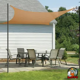 Sun Shade Sail (80-85%)Sun Blockage Attached SS Buckles(BeigeBrown,9.5 ft X 13 ft) Tent - For Car Parking, Drive Ways, Gardens, Children Play Areas, Verandas-image-9