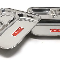 hazel Compartment Plate Set Of 2 Pav Bhaji Plates for Restaurant Bhojan Thali Plate Tray-picture-31