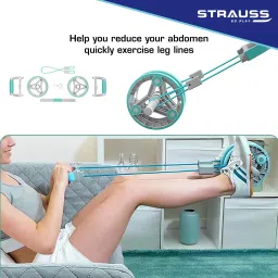 strauss Multifunction Abs Roller With Push Up Bar & Resistance Tube | Ab Wheel Roller Ab Exerciser image 4