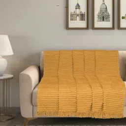 saral home Beige Cotton and Polyester Striped 55 x 82 Inches Throw-picture-44