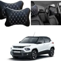 Black, Silver Leatherite Car Pillow Cushion for Tata-picture-20