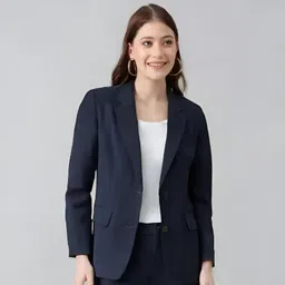 cadmon Women Solid Single Breasted Formal Blazer-picture-4