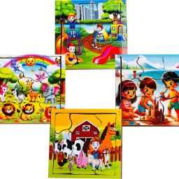 World Animal, play Ground, Form House, Beach Build Wooden Jigsaw Puzzle Packof4-image-83