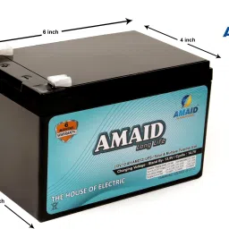 AMAID -Standard 12V 12AH SMF Battery for Use in UPS/Solar and More Instruments. 12 V Offline/Standby Tower Model UPS 2 Outlet Plugs image 5