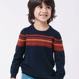 Ed-a-Mamma Boys Navy Blue & Red Printed Cotton Pullover-image-17