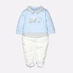 BABY GO Boys Blue Printed Pure Cotton Rompers-image-36