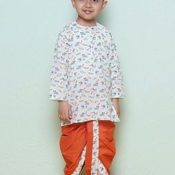 Aj DEZInES Boys Animal Printed Regular Pure Cotton Kurta with Dhoti Pants-picture-18