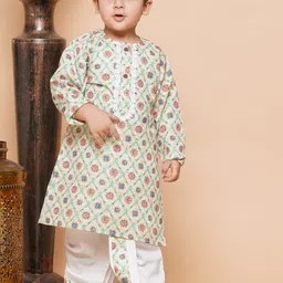 Aj DEZInES Boys Ethnic Motifs Printed Regular Pure Cotton Kurta With Dhoti Pants-46