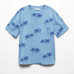 Mango Kids Boys Floral Printed Tropical Pure Cotton T-shirt-image-31