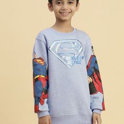 Kids Ville Boys Superman Printed Ribbed Pullover Sweatshirt-36