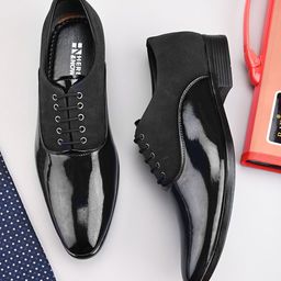 HERE&NOW Men Black Round Toe Formal Oxfords-image-52