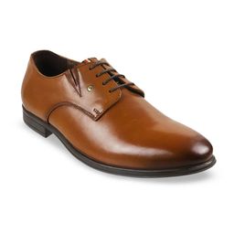 Metro Men Brown Solid Leather Formal Derbys-image-47