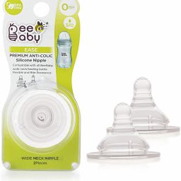 Ease Anti-Colic Silicone Nipple with Carry Case for Wide Neck Baby Feeding Bottle. (S Size) (Pack of 2) 0M+ Slow Flow Nipple-image-103