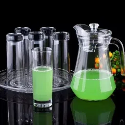 Premium Water Glass 1.3Liter Jug and Water Glass 6pic Combo Set for Dining Table Jug Glass Set-124