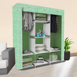 8 Shelf Foldable Collapsible Wardrobe Storage Organizer Almirah Cloth Rack PP Collapsible Wardrobe-image-1