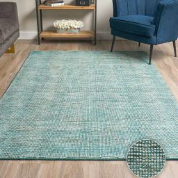 Blue & Brown Abstract Wool & Viscose 5 x 7 Feet Hand Woven Carpet by Kaleen India-picture-35