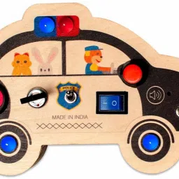 Montessori Police Cruiser Busy Board with LED Light & Switch for Kids-image-14
