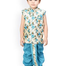 Jeetethnics Boys Blue & Off-White Printed Kurta with Dhoti Pants-41