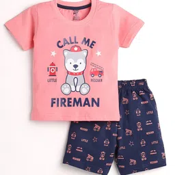 Toonyport Boys Pink & Navy Blue Printed T-shirt with Trousers-image-11
