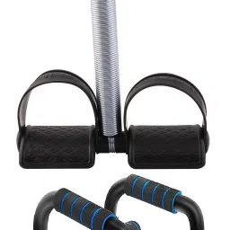 Athletes CHOICE, Pack Of 2 Fitness COMBO, 1+ Push Up Bar stand For chest & Dips and 1+ Single Chrome Steel Band Tummy Trimmer, Workout at Home, Gym Fitness and Body Fat loose and cutter, TRUSTED by Dr. Fitness Accessory Kit Kit-image-29