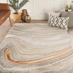 Grey Abstract Wool And Viscose 8 ft x 10 ft Hand Tufted Carpet-image-76
