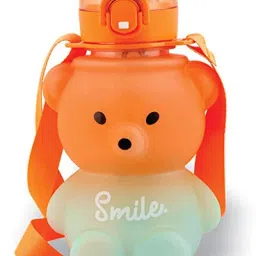 Push Button Open Teddy Water Sipper Bottle with Stickers and Adjustable Strap 850 ml Water Bottle-37