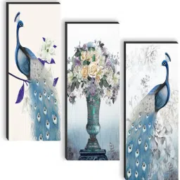 Set of 3 Peacock And Flower Pot UV textured self adeshive wall painting Pack of 3-29