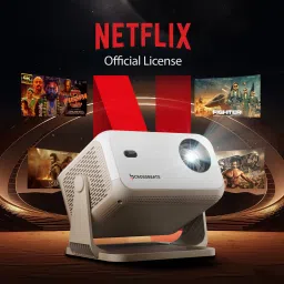 CrossBeats LumeX Flix (16000 lm / 1 Speaker / Wireless / Remote Controller) Portable 1080p Native with 4K Ultra HD Support, Official Netflix Licensed, Chat GPT Integrated, Android 13, 15W Speaker, WiFi, 300-Inch Display, Mini Smart Home Projector image 2