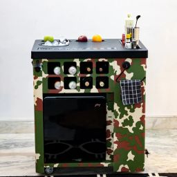 haus of bars by speedx All-In-One Metal Bar Cabinet in Camo Finish With Built-In 30L Godrej Qube Fridge & Wheels-picture-46