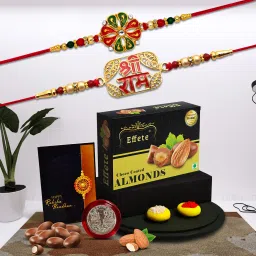 Designer Rakhi Combo Gift Set for Brother |Almnond 32 Gm|Chocolate|Y22K2_32+33_CA32 Assorted Rakhi Set-image-54