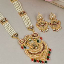 Silvermerc Designs Gold-Plated White Pearl Beaded Traditional Jewellery set-picture-17