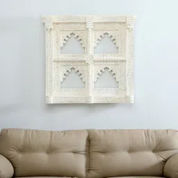 wooden home Mango Wood Multicolour 4 Bari White Distress Finish Jharokha-picture-38