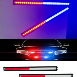 RED/BLUE 17cm LED Light Strip Strobe Flash Waterproof Car 12V DRL Fog Light 2pc Car Fancy Lights-6