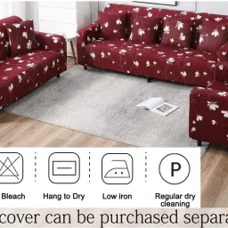 Polycotton, Polyester Floral 3+1+1 Seater Sofa Cover-image-52