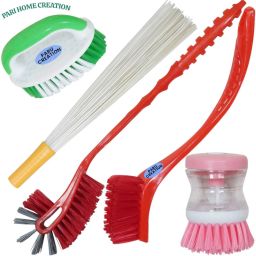 Plastic Hard Bristle Broom Brush Toilet Cleaner Brush Set Of 5 with Holder-image-82