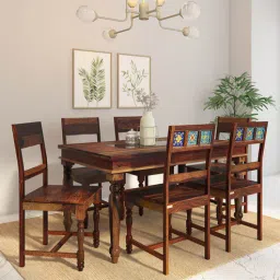 mudramark from pepperfry Siramika Sheesham Wood 6 Seater Dining Set In Provincial Teak Finish-picture-12