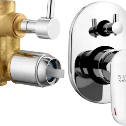 Opal Brass Single Lever 4 Way / 2 Inlet Concealed Body High Flow Diverter With Exposed Parts Kit Complete Set, Chrome Finish, For Bathroom/Bath & Shower System Diverter Faucet-image-60