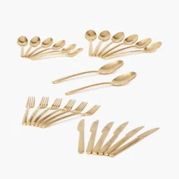 fns international Bianca 24 Karat Gold Plated Premium Stainless Steel Cutlery Set image 3