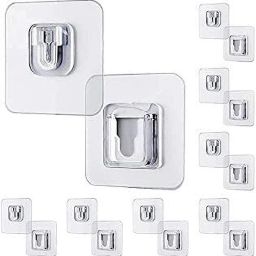 10 Pairs Double Sided Male-Female Nail Free Sticky Hooks MFx10.672 Clear, Transparent Towel Holder-image-25