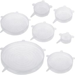 Silicon Stretch lids for containers Stretchable microwavable Dishwasher Food Grade air Tight Sealer Cover for Round Square Bowls Cups pots cans Jars Glassware 2.6 inch, 3.8 inch, 4.5 inch, 5.7 inch, 6.5 inch, 8.3 inch Lid Set-image-26