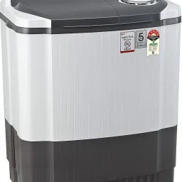 lg 7 kg 5 Star with Wind Jet Dry, Collar Scrubber and Rust Free Plastic Base Semi Automatic Top Load Grey, White image 4