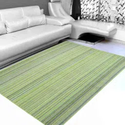 saral home Green Striped Microfibre 4 ft x 6 ft Machine Made Carpet-picture-26
