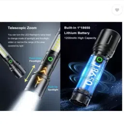 favourable 1 Km Long Range Led 2 in 1 Torch Light With Aluminium Alloy Metal Body Torch image 2