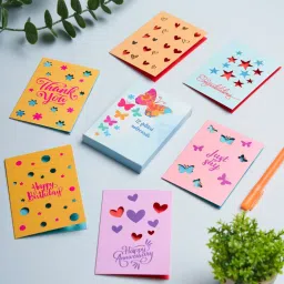 Set of 12 Laser Cut Notecard contains 6 unique cards with two copies of each Greeting Card-11