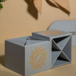 bambaise Grey Premium MDF Spoon Stand with Mandala Art-picture-35