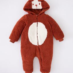 DeFacto Infant Boys Rust & White Hooded Rompers-image-13