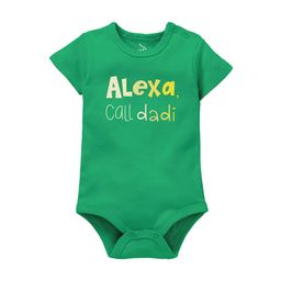 Zeezeezoo Infants Green & Yellow  Alexa Call Dadi Print Bodysuit-image-15